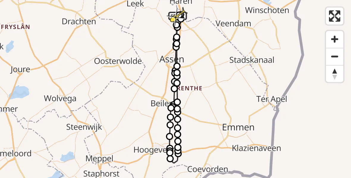 Routekaart van de vlucht: Lifeliner 4 naar Groningen Airport Eelde, Breukenweg