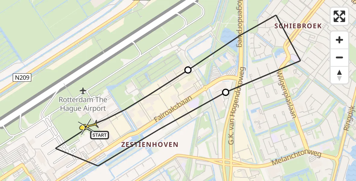 Routekaart van de vlucht: Lifeliner 2 naar Rotterdam The Hague Airport, Tempelhof