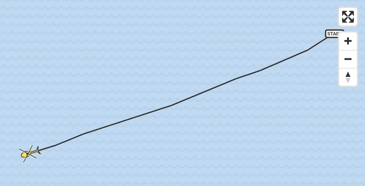 Routekaart van de vlucht: Kustwachthelikopter naar 