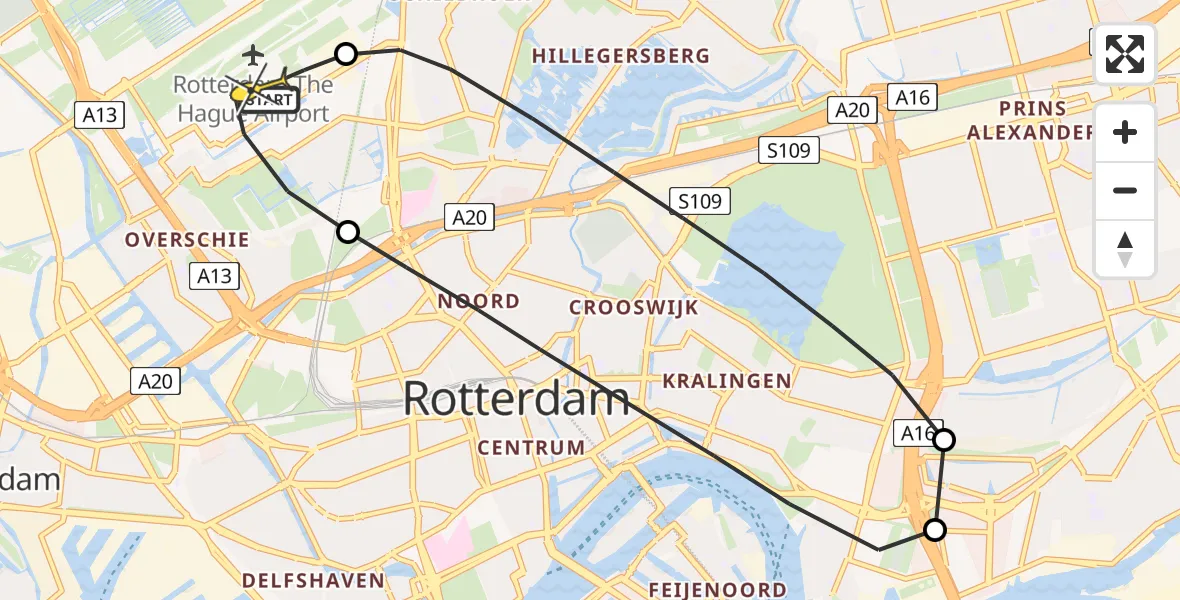 Routekaart van de vlucht: Lifeliner 2 naar Rotterdam The Hague Airport, Terletweg