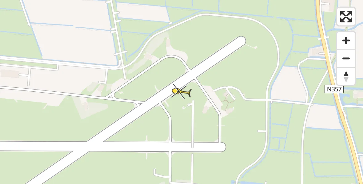 Vluchtroute Ambulancehelikopter van Vliegbasis Leeuwarden naar Vliegbasis Leeuwarden