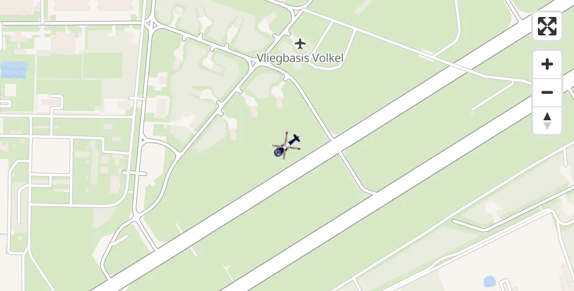 Vluchtroute Politiehelikopter van Vliegbasis Volkel naar Vliegbasis Volkel