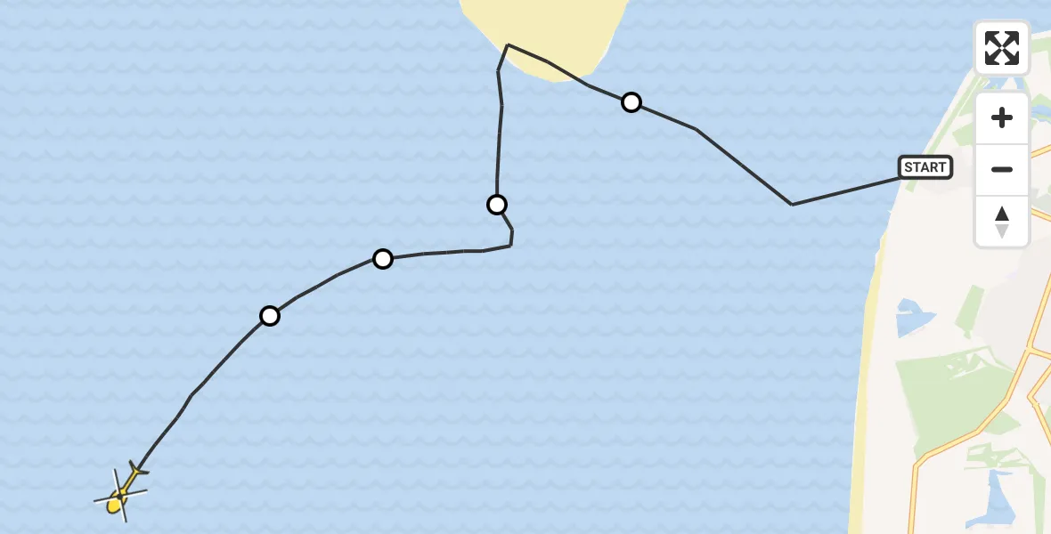 Routekaart van de vlucht: Kustwachthelikopter naar Zeepromenade