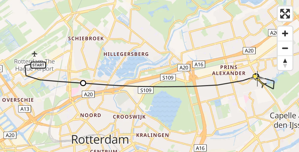 Routekaart van de vlucht: Lifeliner 2 naar Rotterdam, Hedy Lamarrstraat