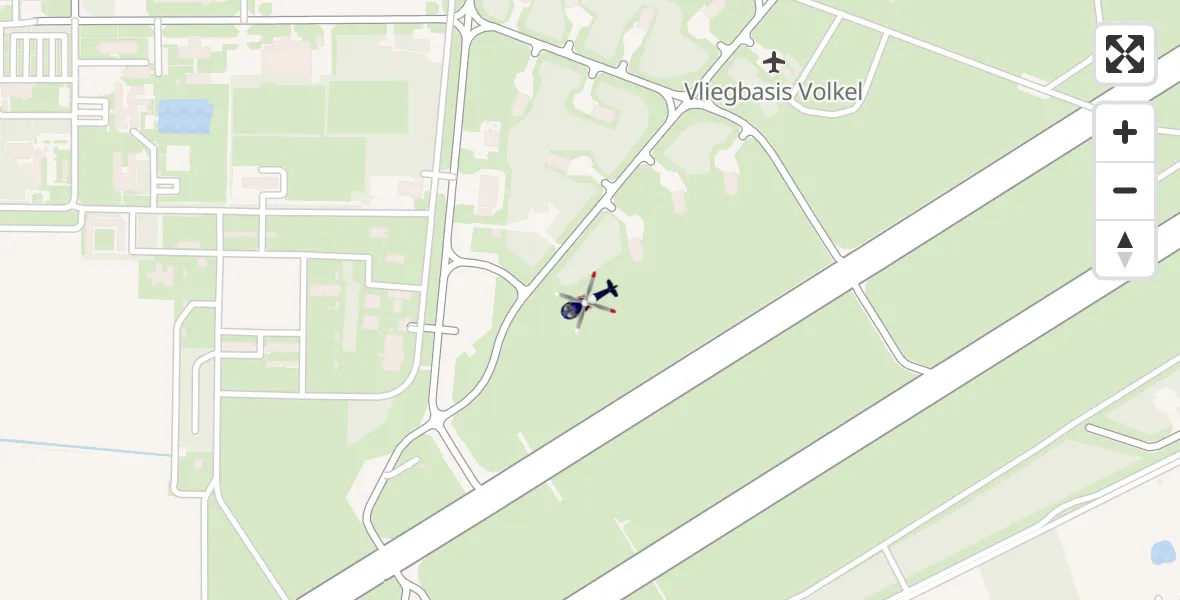 Vluchtroute Politiehelikopter van Vliegbasis Volkel naar Vliegbasis Volkel