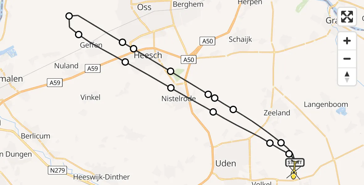 Routekaart van de vlucht: Lifeliner 3 naar Vliegbasis Volkel, Millsebaan