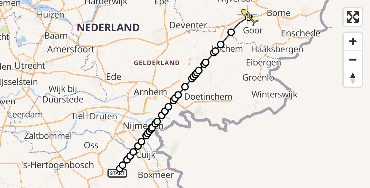 Routekaart van de vlucht: Lifeliner 3 naar Enter, Zeelandsedijk