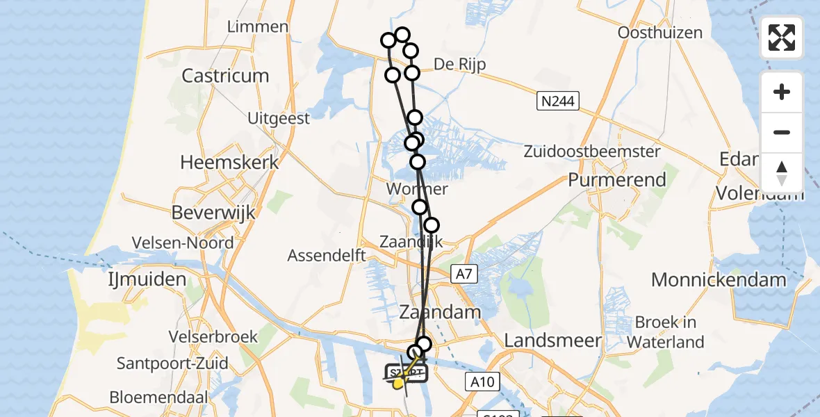 Routekaart van de vlucht: Lifeliner 1 naar Amsterdam Heliport, Westhavenweg