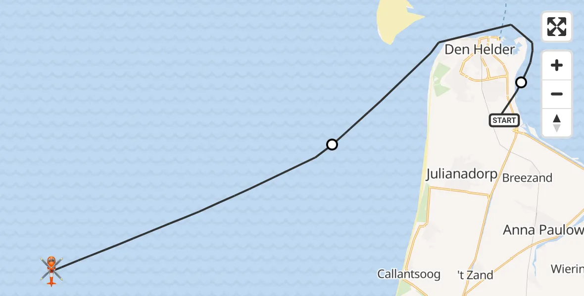 Vluchtroute Kustwachthelikopter Vliegveld De Kooy - , 16 augustus 2024, 08:44