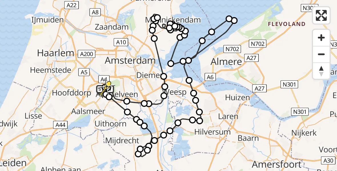 Routekaart van de vlucht: Politieheli naar Schiphol, Thermiekstraat