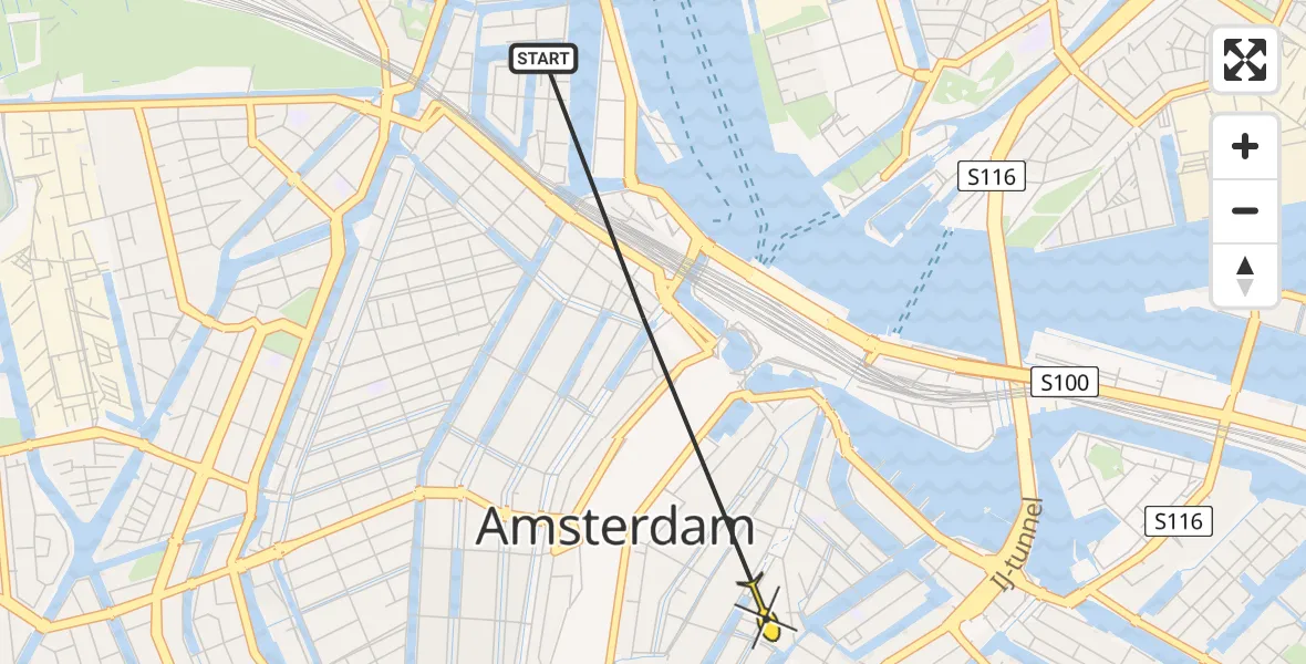 Routekaart van de vlucht: Politiehelikopter naar Amsterdam, Onkelboerensteeg
