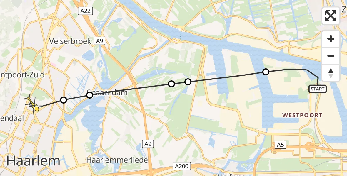 Routekaart van de vlucht: Lifeliner 1 naar Haarlem, Stromboliweg