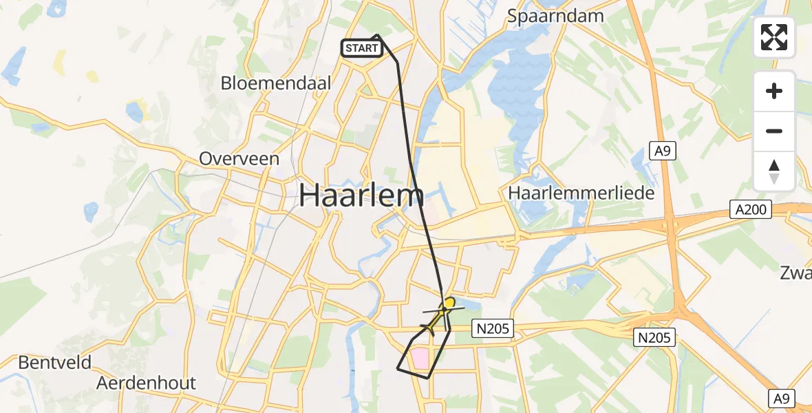 Routekaart van de vlucht: Lifeliner 1 naar Haarlem, Ternatestraat