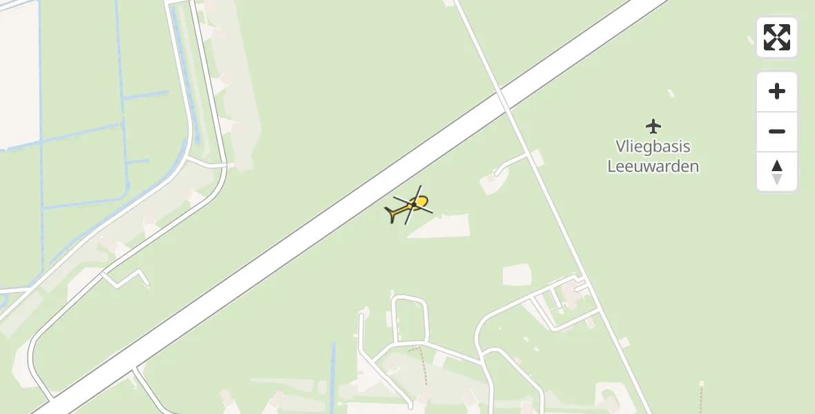 Vluchtroute Ambulancehelikopter van Vliegbasis Leeuwarden naar Vliegbasis Leeuwarden