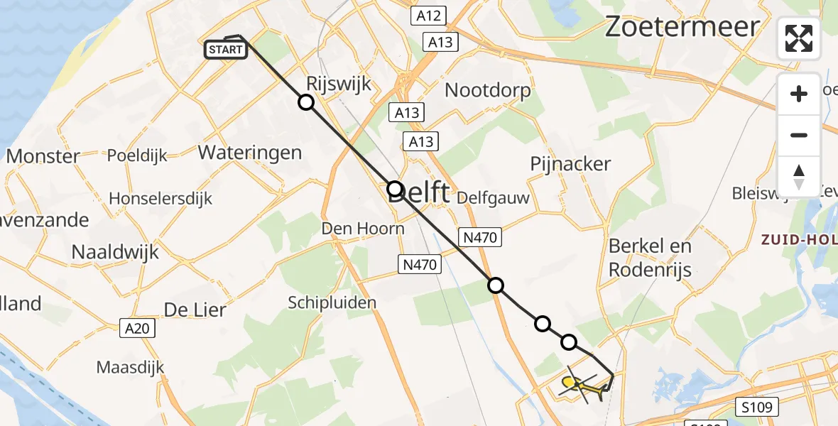 Routekaart van de vlucht: Lifeliner 2 naar Rotterdam The Hague Airport, Markelostraat