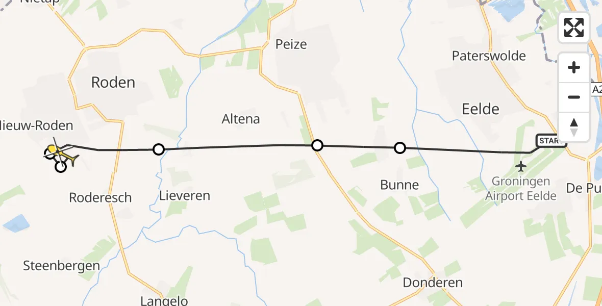 Routekaart van de vlucht: Lifeliner 4 naar Roden, Machlaan