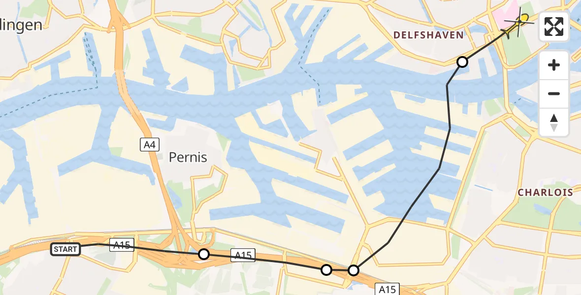 Routekaart van de vlucht: Lifeliner 2 naar Erasmus MC, Gaderingpad