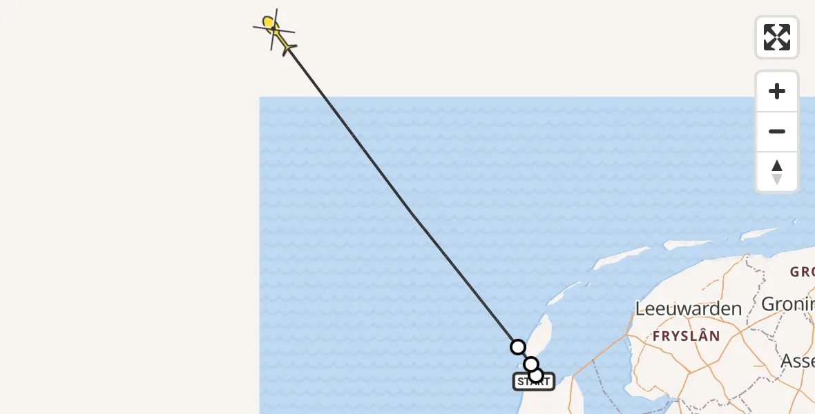 Routekaart van de vlucht: Kustwachthelikopter naar Oostoeverweg