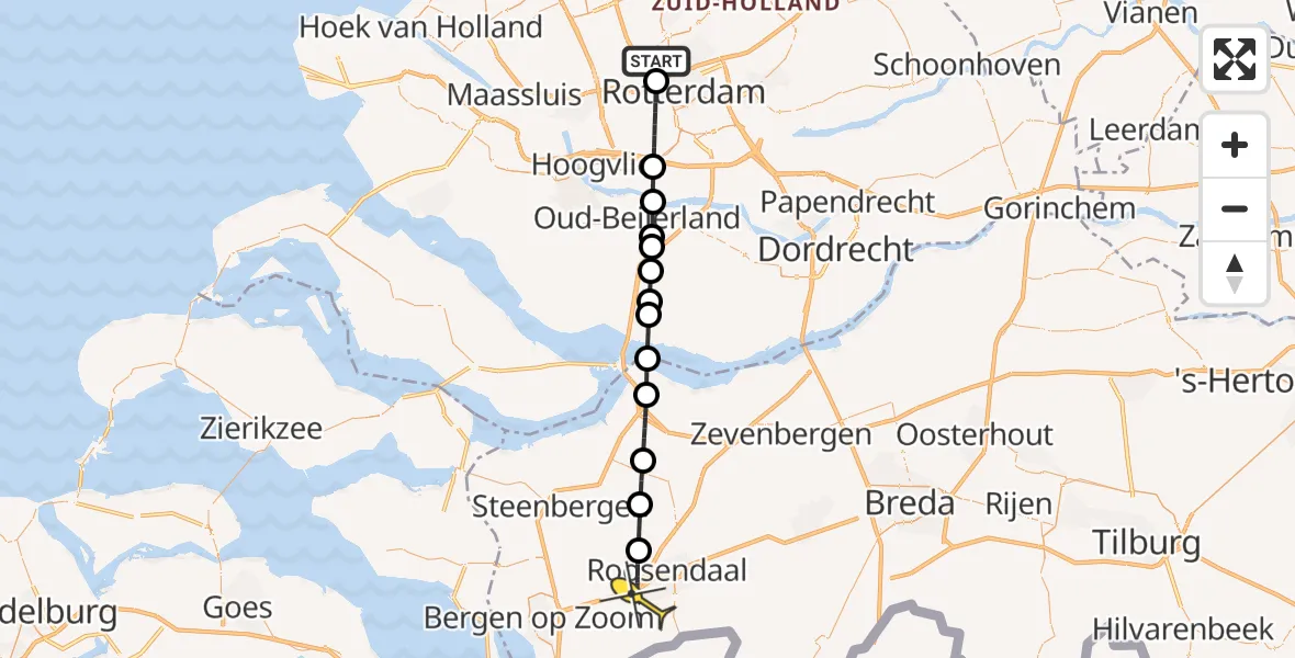 Routekaart van de vlucht: Lifeliner 2 naar Roosendaal, Hedy Lamarrstraat