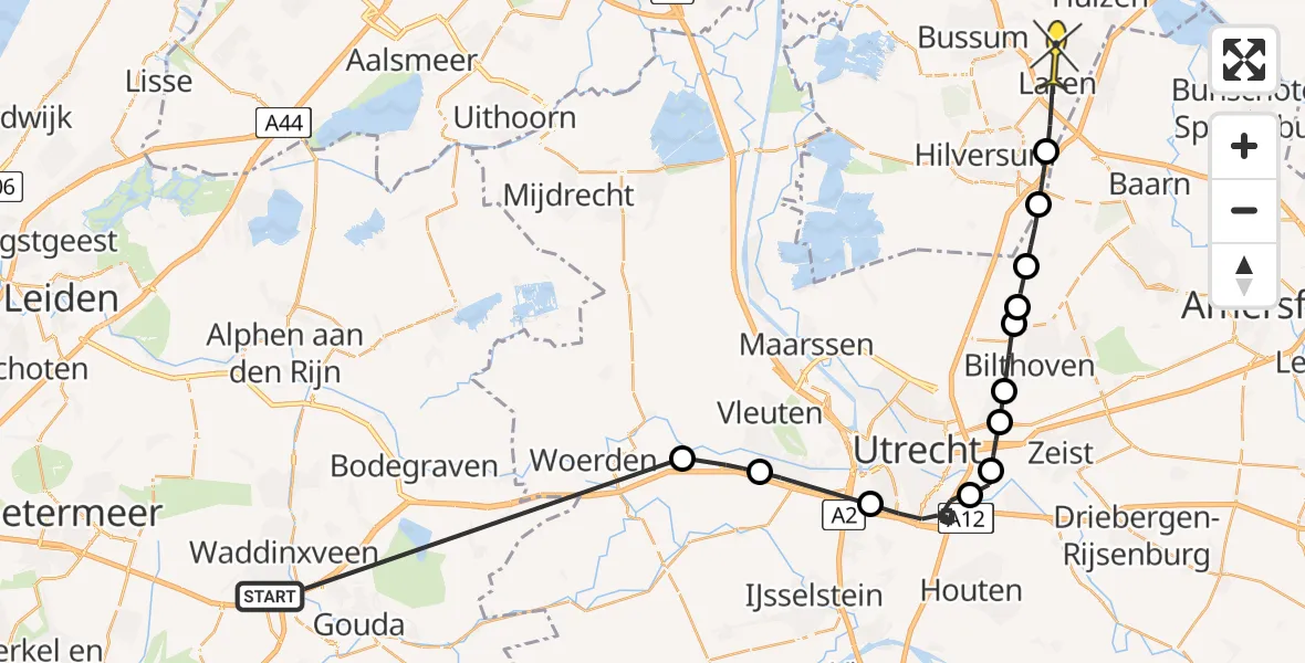 Routekaart van de vlucht: Politieheli naar Laren, Nijverheidsweg