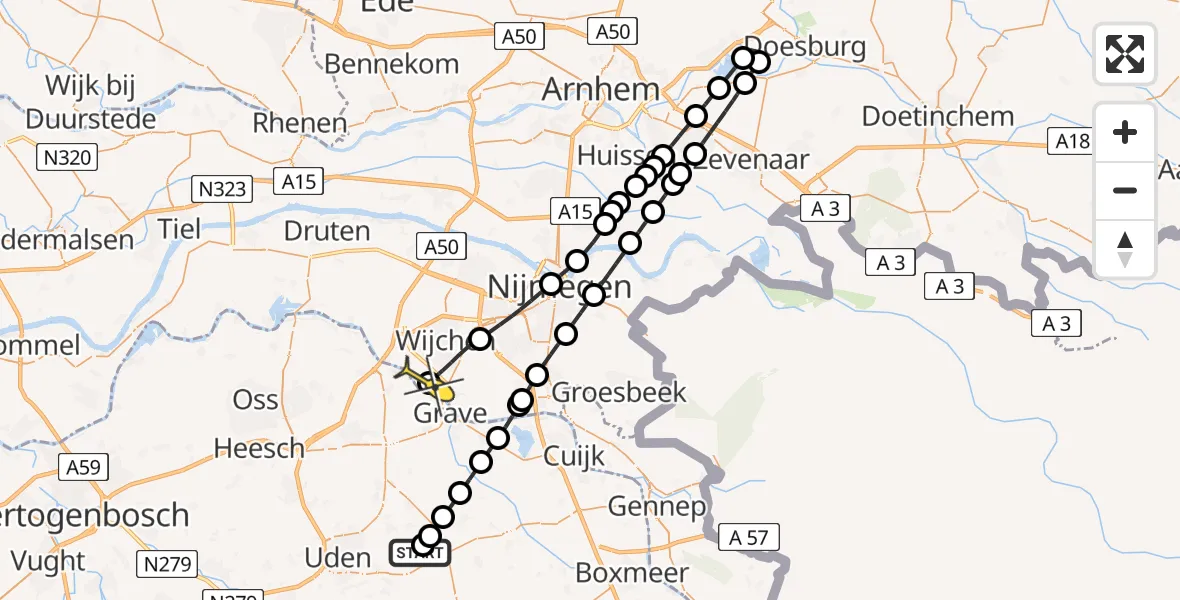 Routekaart van de vlucht: Lifeliner 3 naar Balgoij, Spoorweg