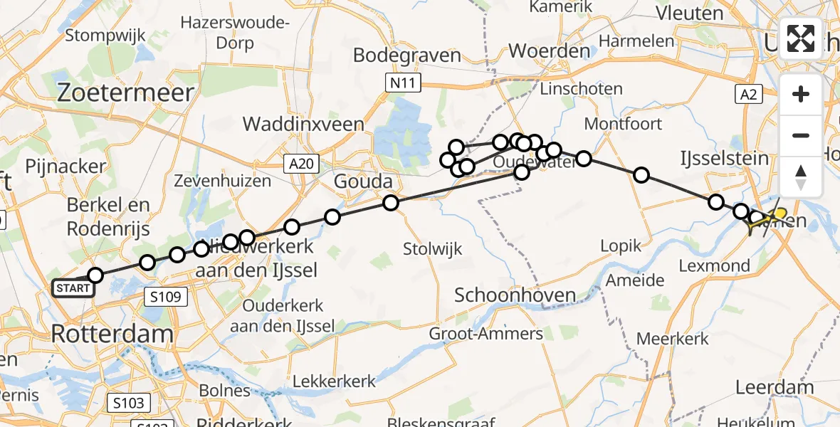 Routekaart van de vlucht: Lifeliner 2 naar Vianen, Bovendijk