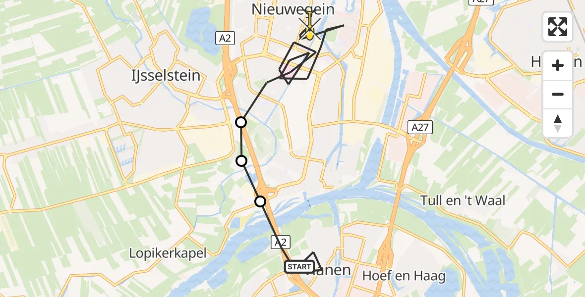 Routekaart van de vlucht: Lifeliner 2 naar Nieuwegein, Sparrendreef