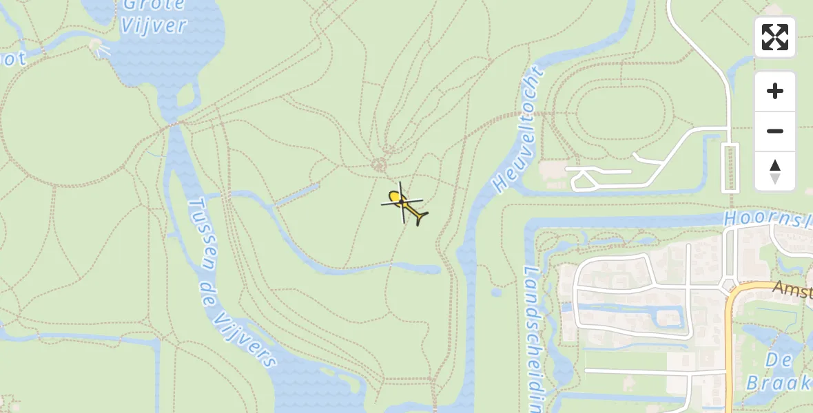 Routekaart van de vlucht: Politieheli naar Amstelveen