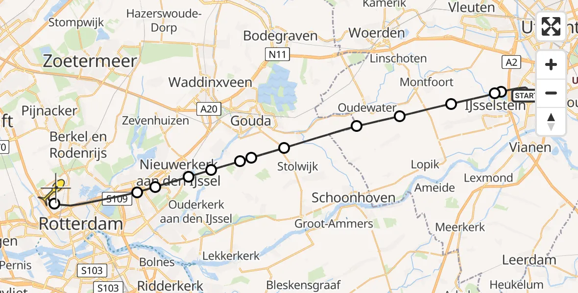 Routekaart van de vlucht: Lifeliner 2 naar Rotterdam The Hague Airport, Nedereindseweg