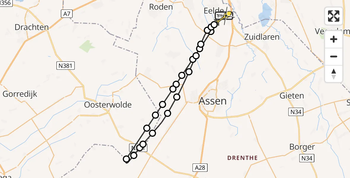 Routekaart van de vlucht: Lifeliner 4 naar Groningen Airport Eelde, Homsteeg