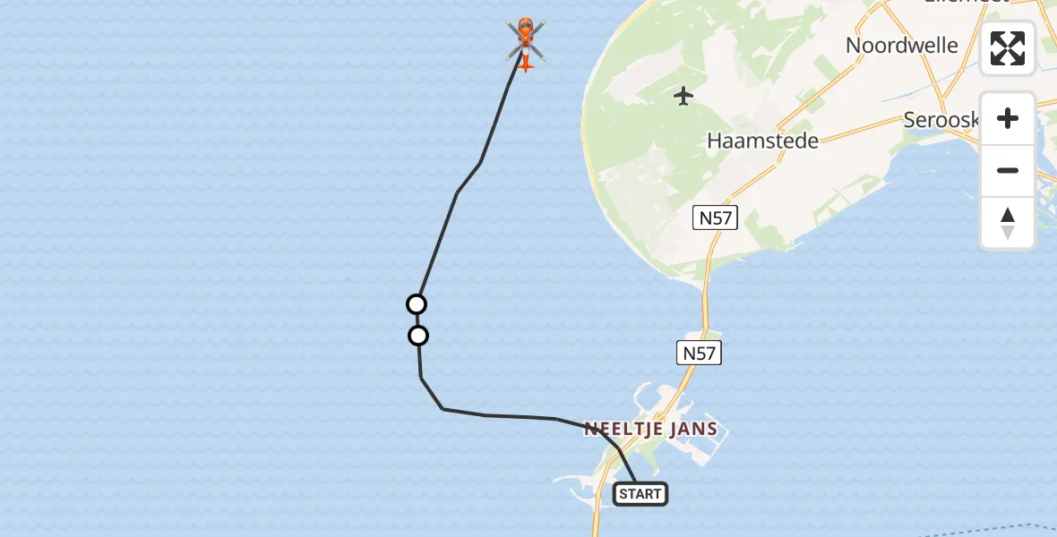 Vluchtroute Kustwachthelikopter Vrouwenpolder - , 17 augustus 2024, 13:21