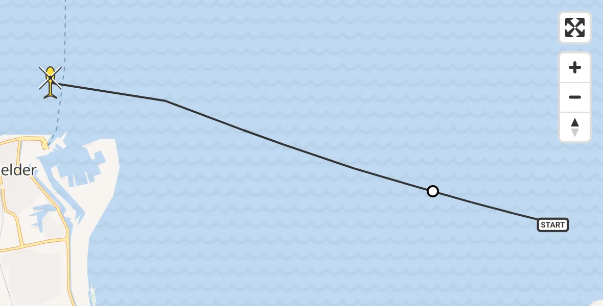 Routekaart van de vlucht: Kustwachthelikopter naar Den Helder, Amsteldiep