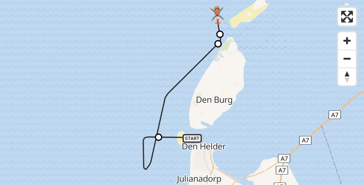 Vluchtroute Kustwachthelikopter Den Hoorn - , 17 augustus 2024, 13:59