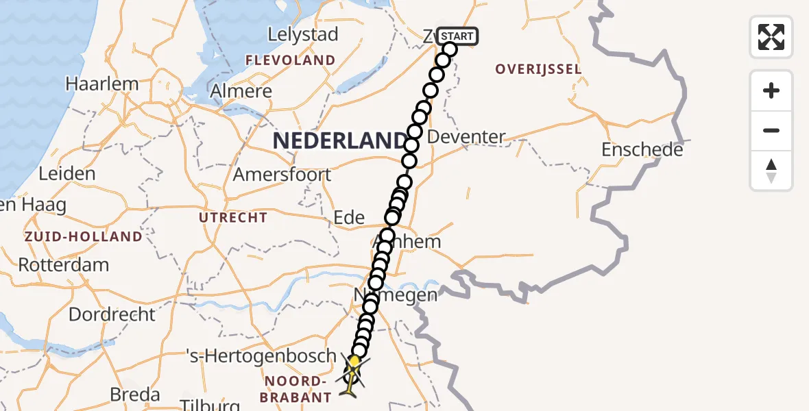 Routekaart van de vlucht: Lifeliner 3 naar Volkel, Ceintuurbaan