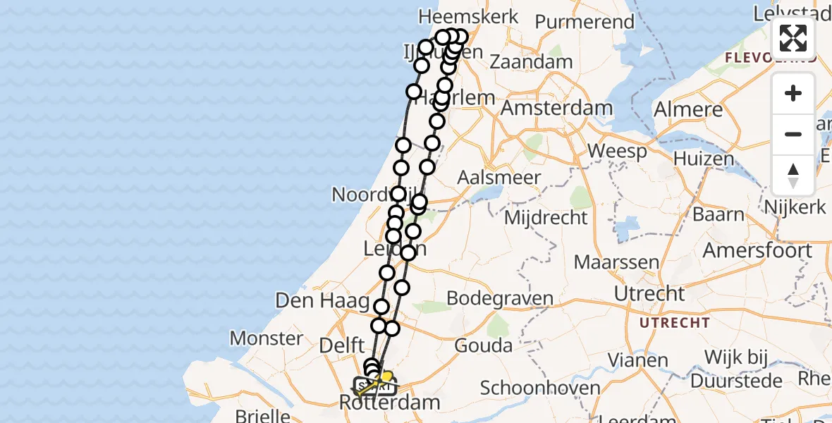 Routekaart van de vlucht: Lifeliner 2 naar Rotterdam The Hague Airport, Fornebubaan