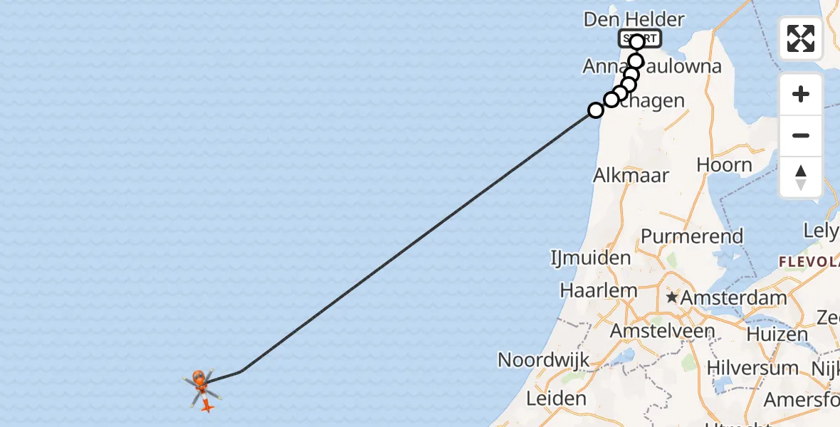 Vluchtroute Kustwachthelikopter Vliegveld De Kooy - , 17 augustus 2024, 15:47