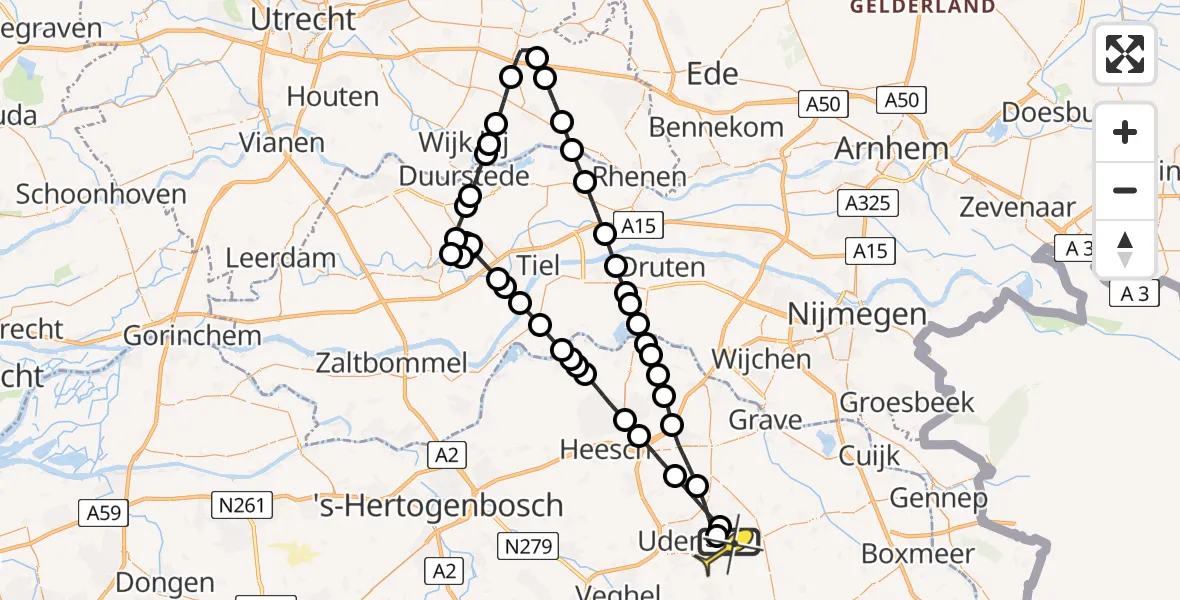 Routekaart van de vlucht: Lifeliner 3 naar Vliegbasis Volkel, Achter-Oventje