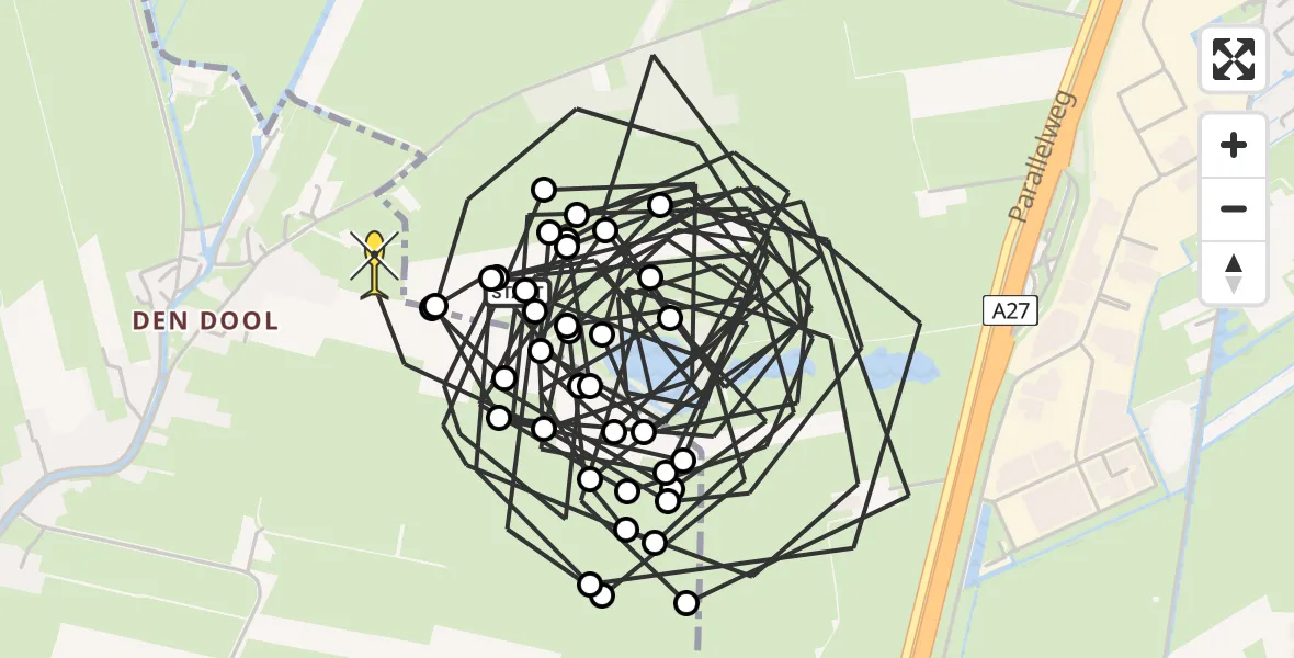 Routekaart van de vlucht: Politiehelikopter naar Noordeloos, Put van Zessen