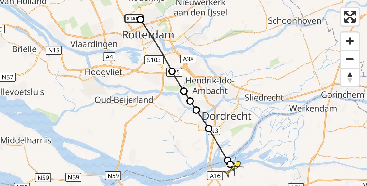 Routekaart van de vlucht: Lifeliner 2 naar Lage Zwaluwe, Edsger Dijkstralaan