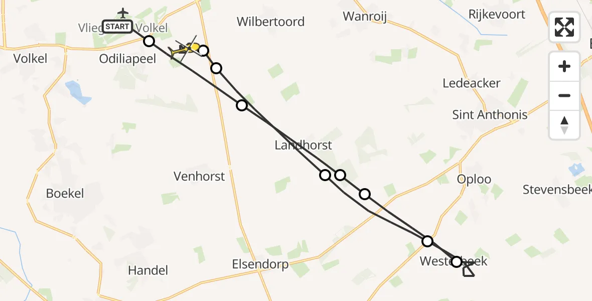 Routekaart van de vlucht: Lifeliner 3 naar Odiliapeel, Beukenlaan