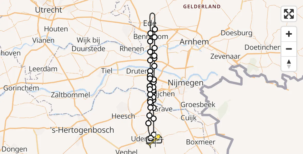 Routekaart van de vlucht: Lifeliner 3 naar Vliegbasis Volkel, Houtvennen