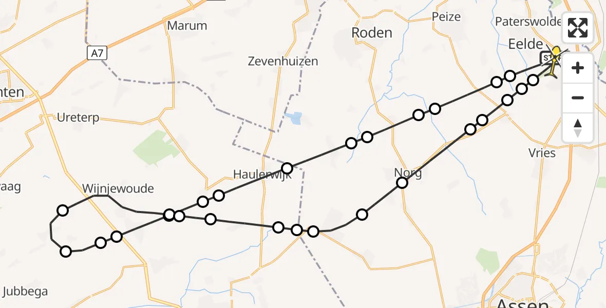 Routekaart van de vlucht: Lifeliner 4 naar Groningen Airport Eelde, Lugtenbergerweg