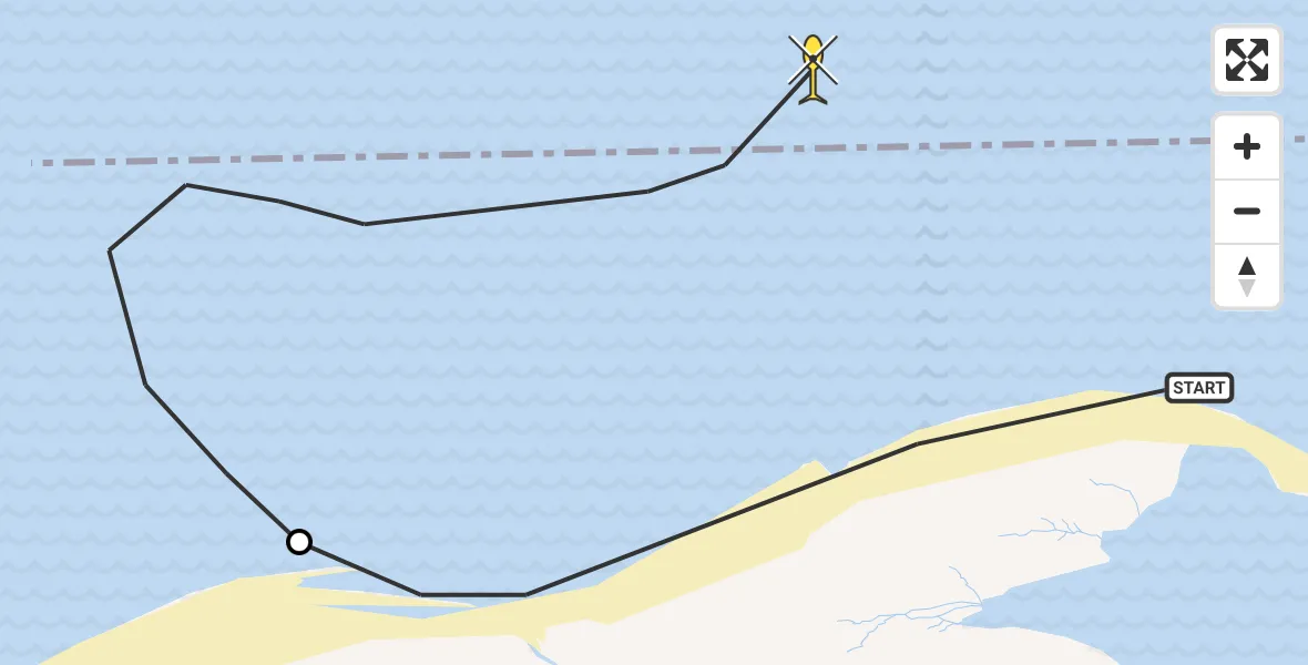 Routekaart van de vlucht: Politieheli naar Rockanje, Slufter Kwade Hoek