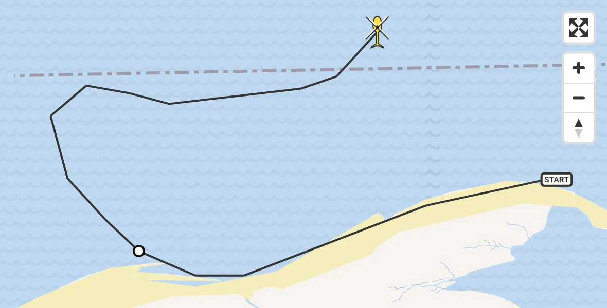 Routekaart van de vlucht: Politiehelikopter naar Rockanje, Slufter Kwade Hoek