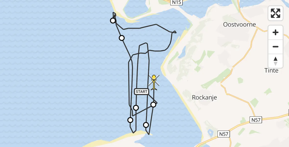 Routekaart van de vlucht: Politieheli naar Rockanje