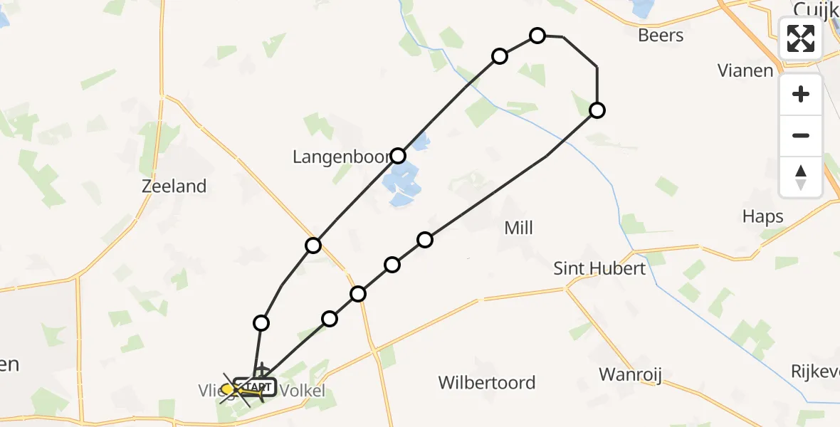 Routekaart van de vlucht: Lifeliner 3 naar Vliegbasis Volkel, Graafsedijk