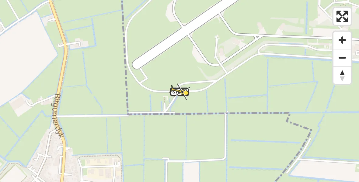 Vluchtroute Ambulancehelikopter van Leeuwarden naar Leeuwarden