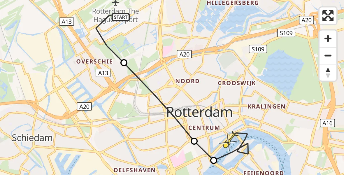 Routekaart van de vlucht: Lifeliner 2 naar Rotterdam, Deelenpad