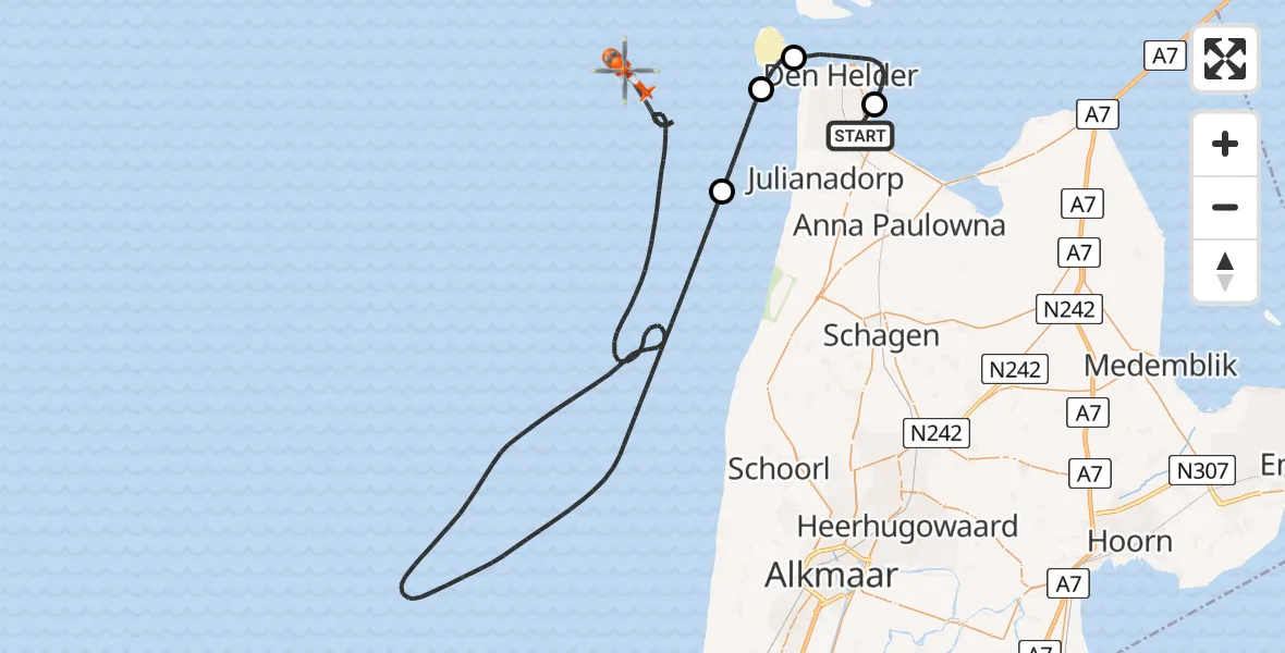 Vluchtroute Kustwachthelikopter Vliegveld De Kooy - , 18 augustus 2024, 13:19