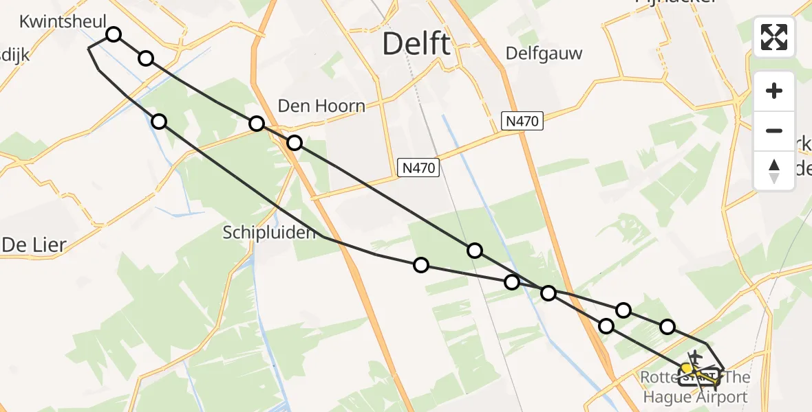 Routekaart van de vlucht: Lifeliner 2 naar Rotterdam The Hague Airport, Brandenburgbaan